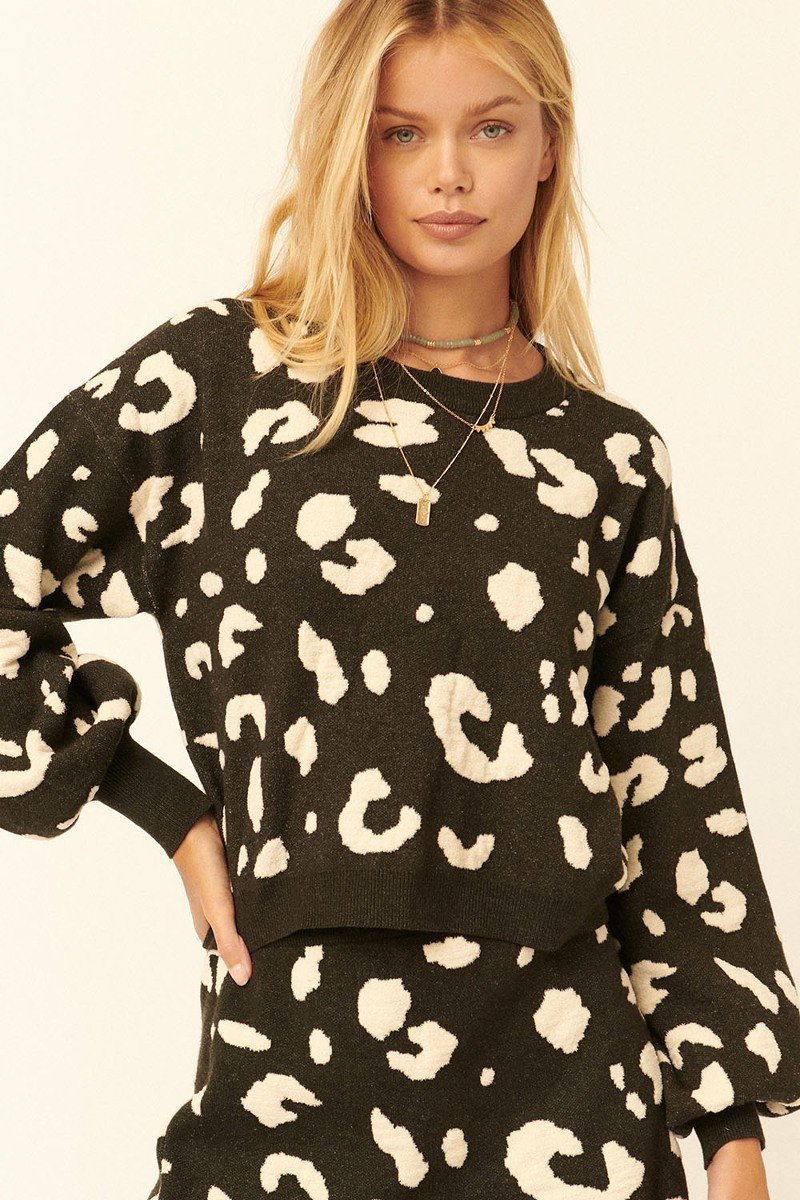 Women's A Leopard Print Pullover Sweater