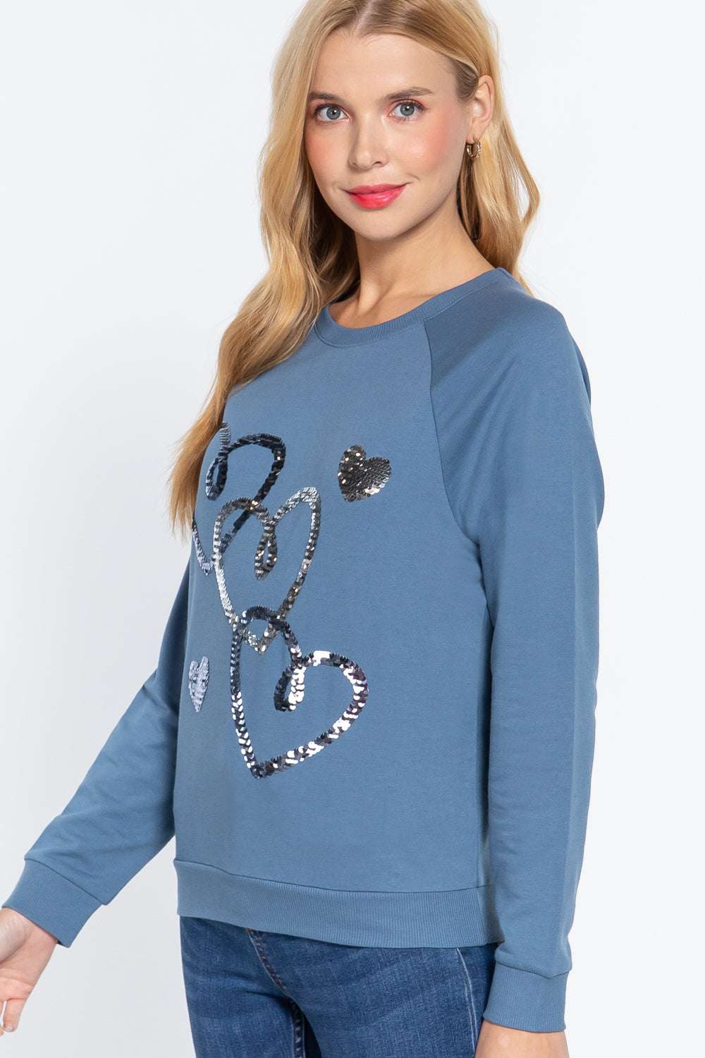 Women's Sequins French Terry Pullover Top