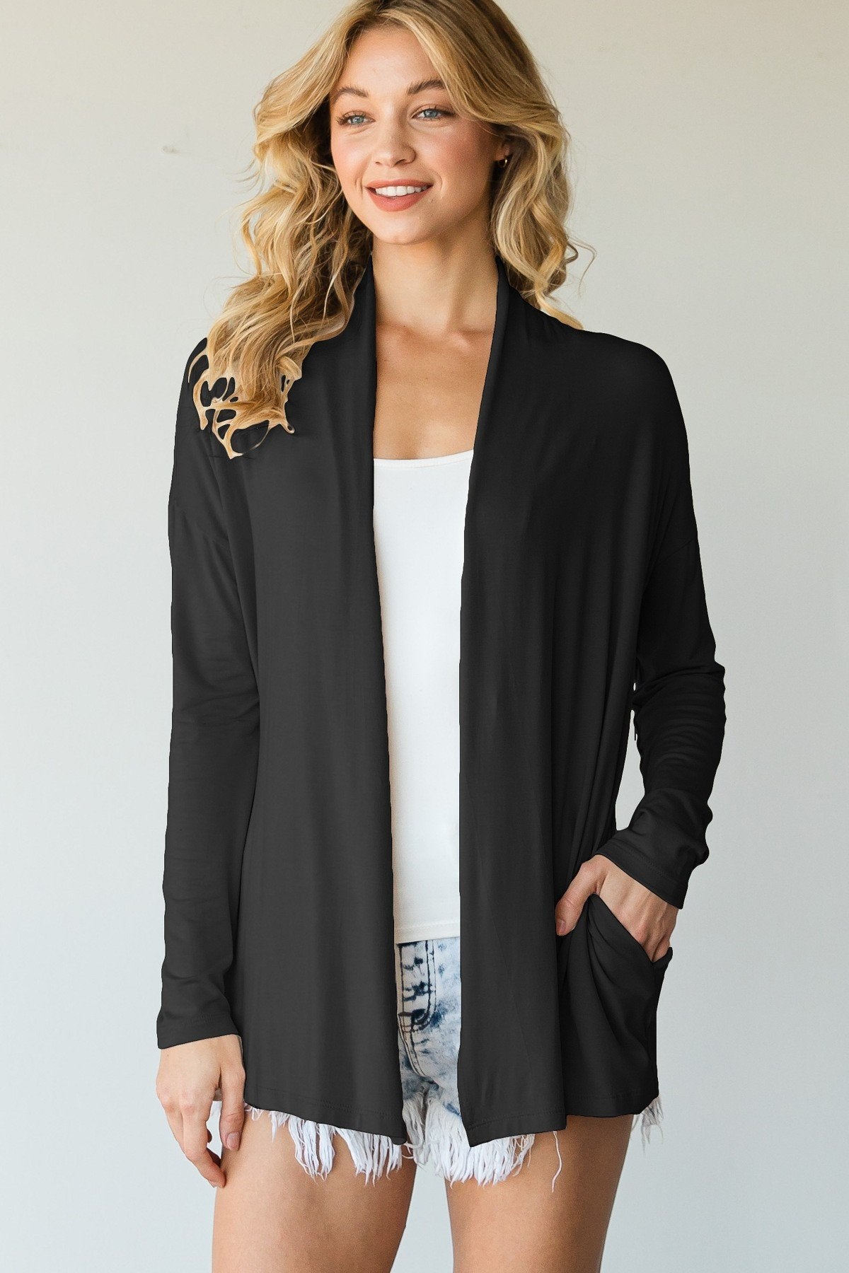 Women's Casual Cardigan Featuring Collar And Side Pockets
