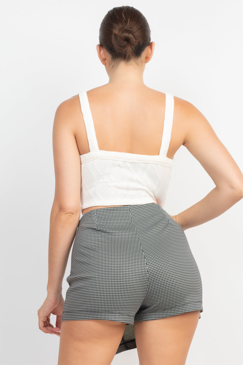 Women's Geometric Cami Puff Sleeves Blazer Top Set