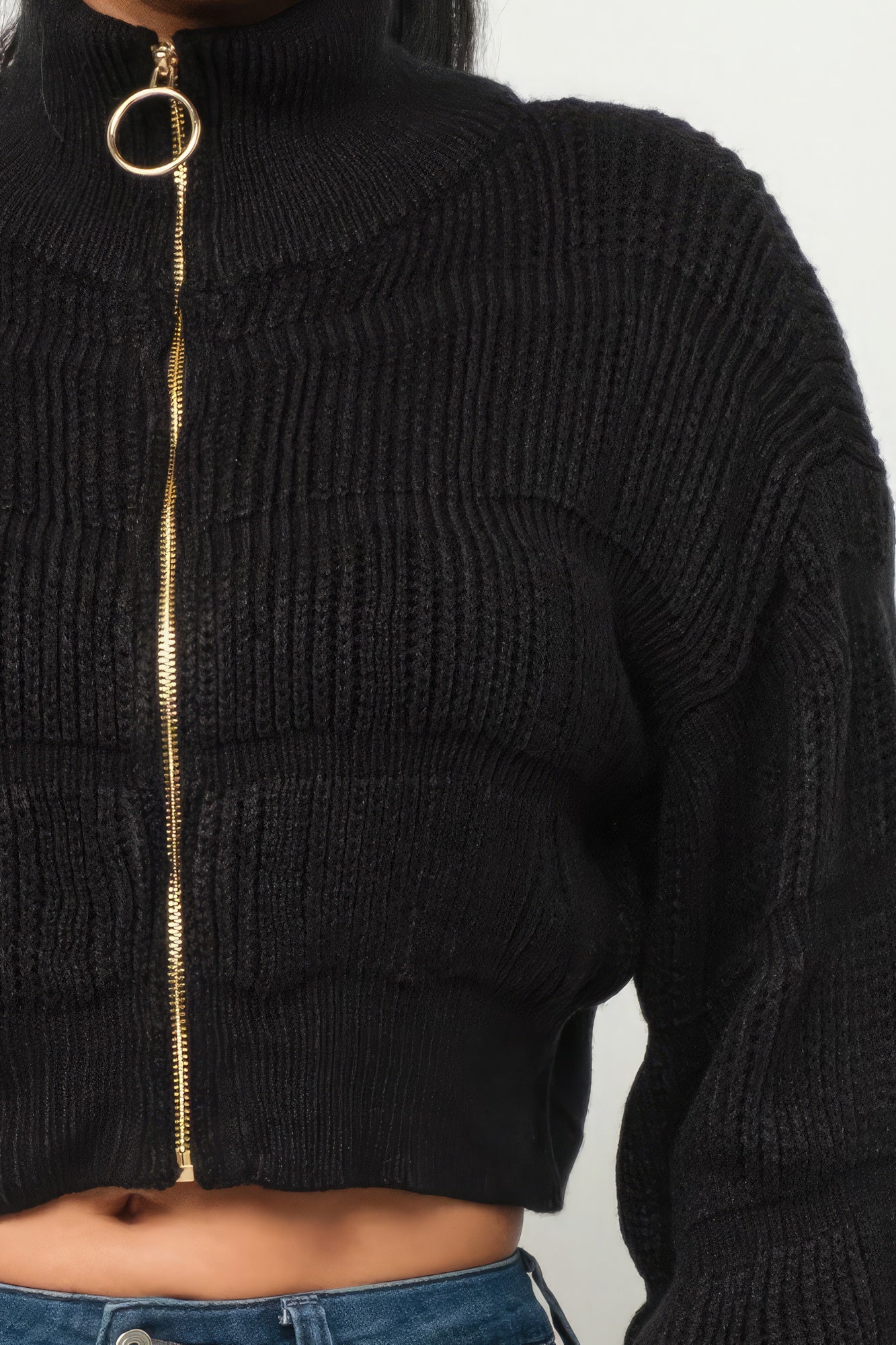 Women's Michelin Sweater Top W/ Front Zipper