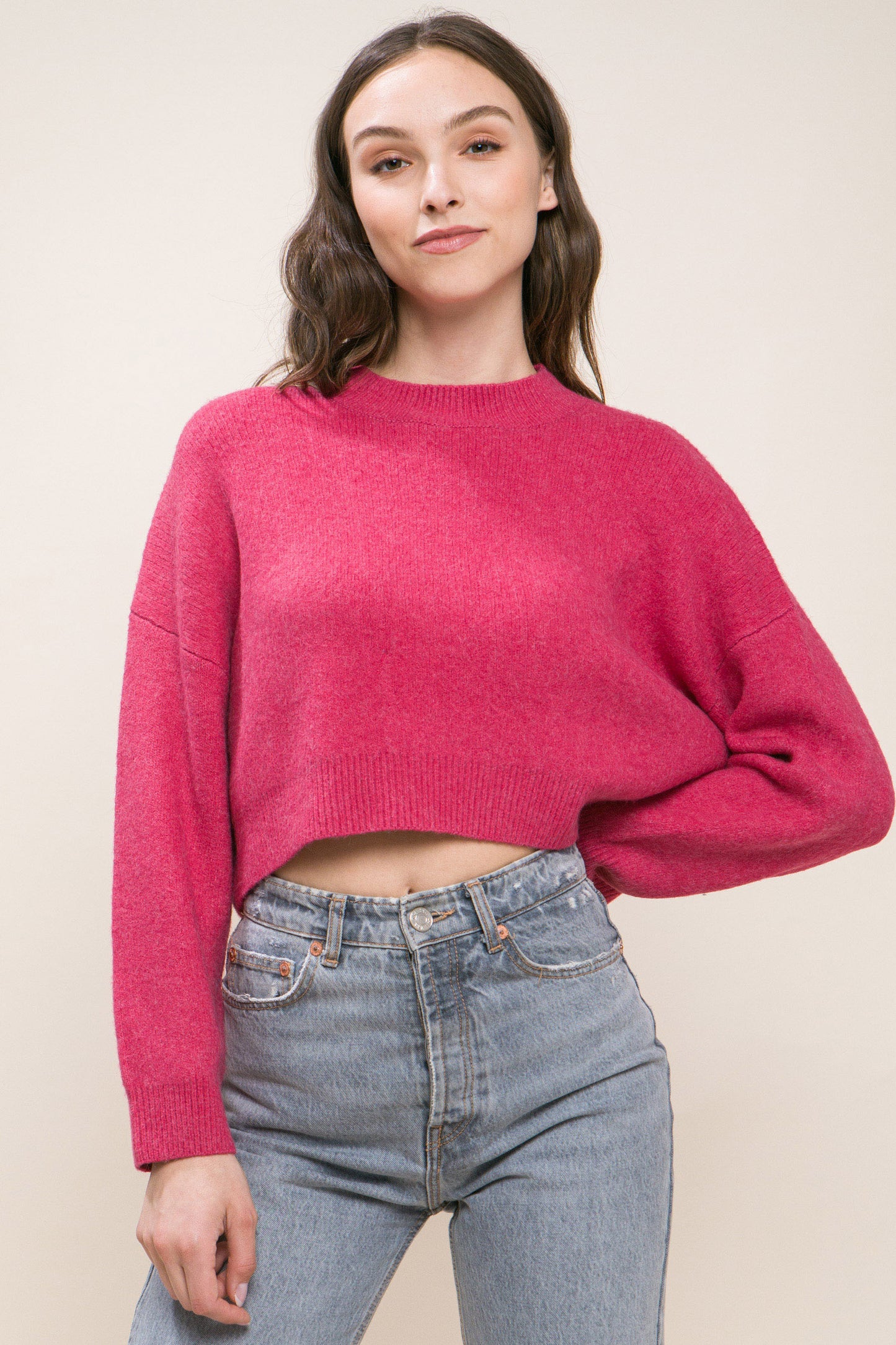 Women's Wool Blend Cropped Sweater Top