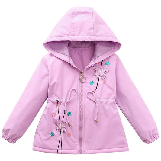 Fashion Butterfly Windbreaker Coats For Girls Hoodies Outerwear - KGH2008