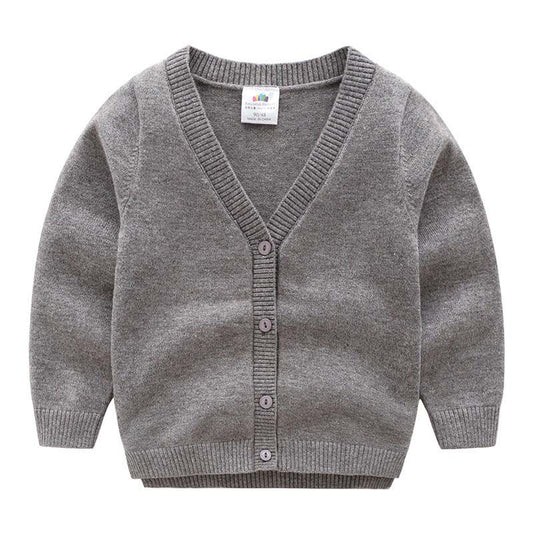Knitted Cardigan Spring And Autumn Boys And Children's Clothing Children's Solid Color Sweater - KBC2411