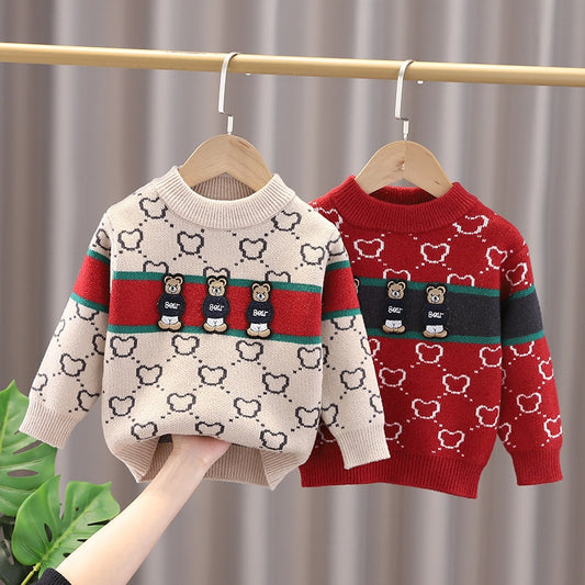 Children Cartoon Pullover Sweater Boys Clothes Coat Outerwear Clothing Fashion Sweater - KBST2553