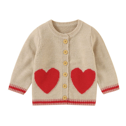 Baby Boy Girl Clothes Infant Sweater Love Print Long Sleeves Knit Cardigan Coat Sweater - TGC2427