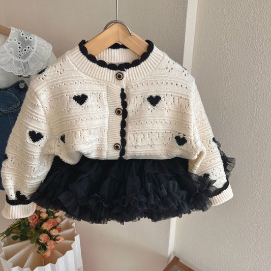 Girl Love Sweater Cardigan Spring and Autumn Knitwear Baby Foreigner Coat - KGST2480