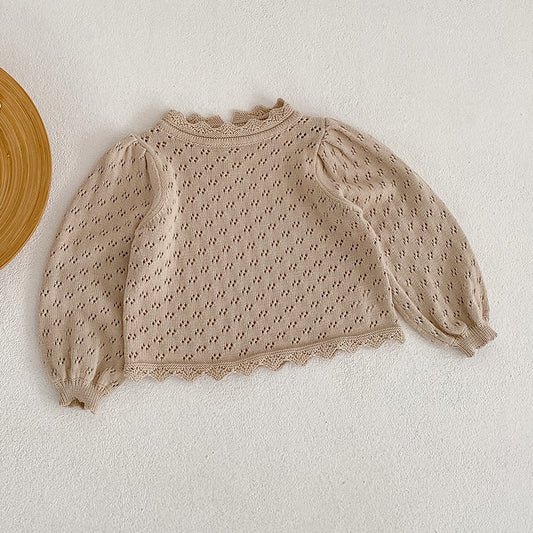 Baby Girls Pullover Sweater Long Sleeve Solid Color Spring Causal Knitting Clothing Children Sweaters - BTBCS2546