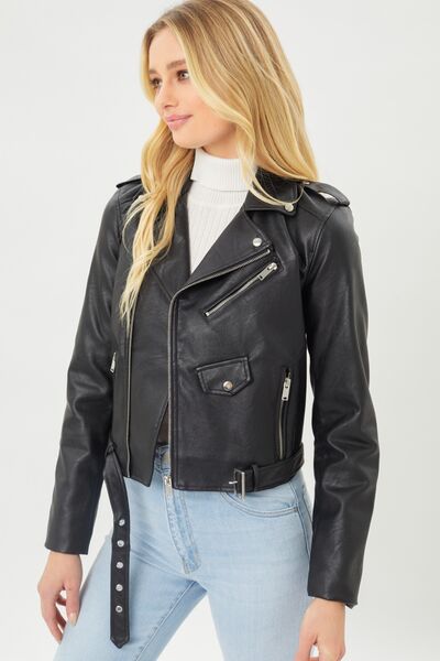 Women's Faith Apparel Faux Leather Zip Up Biker Jacket