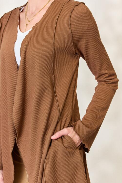Women's Culture Code Full Size Open Front Long Sleeve Cardigan