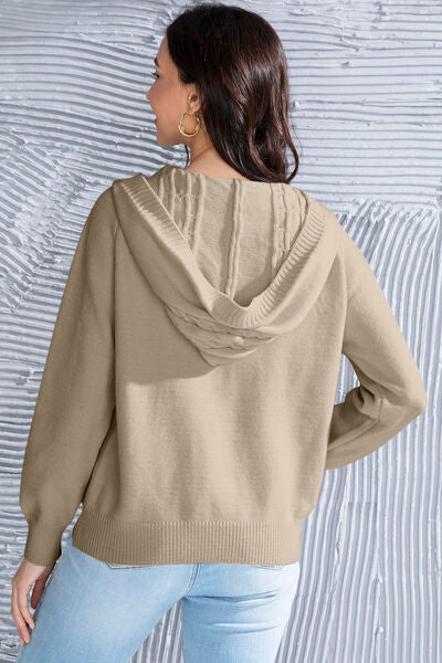 Cable Knit Long Sleeve Hooded Sweater