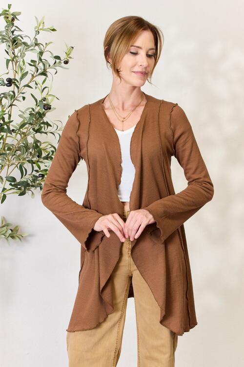 Women's Culture Code Full Size Open Front Long Sleeve Cardigan