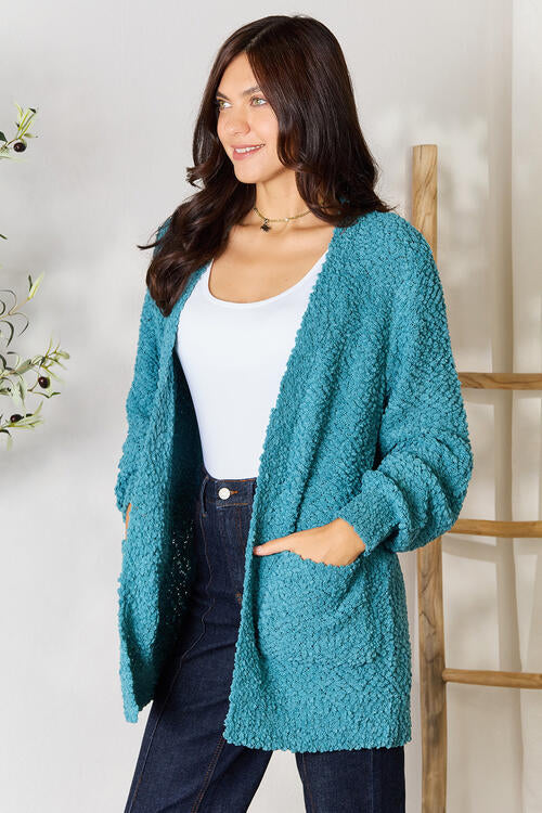 Women's Zenana Falling For You Full Size Open Front Cardigan with Pockets