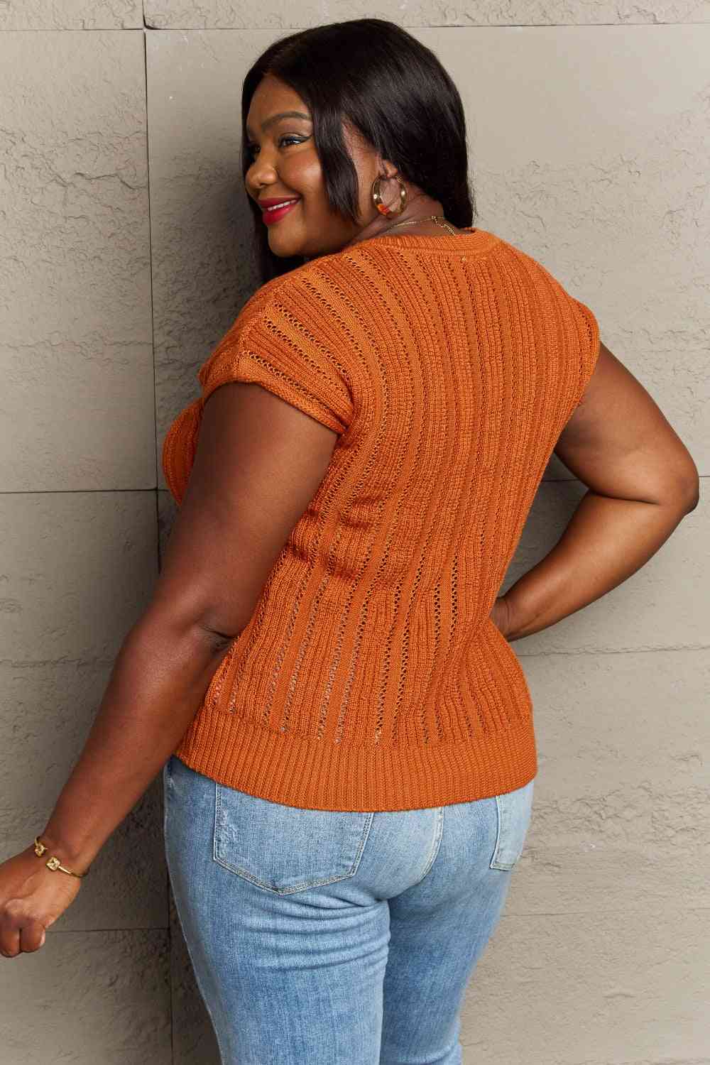 Women's Sew In Love Full Size Preppy Casual Knit Sweater Vest